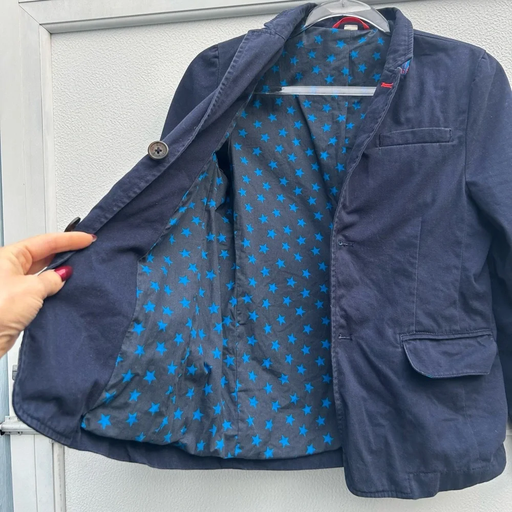 Mini Boden Blazer Jacket Boys 9/10 Years Navy Blue 100% Cotton Special Occasion